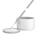 Cumpara ieftin Set mop rotativ 360 grade cu galeata si storcator, separare apa curata si murdara, cap rotund microfibra, coada telescopica, alb