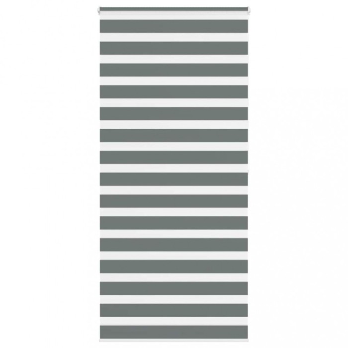 Jaluzea tip zebra gri &icirc;nchis lățime țesătură 100,9 cm poliester