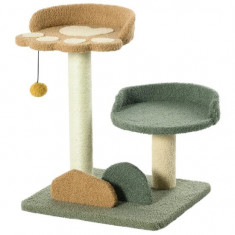 Ansamblu de joaca pentru pisici, cu platforme si ciucure, verde, maro si bej, 43x39x52 cm GartenVIP DiyLine