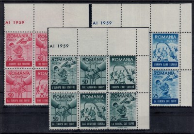 ROMANIA EXIL 1959 EMISIUNEA 15 EUROPA CARE SUFERA SERIE DT BL 6 MNH foto