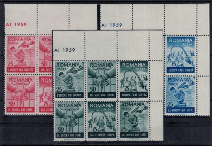 ROMANIA EXIL 1959 EMISIUNEA 15 EUROPA CARE SUFERA SERIE DT BL 6 MNH