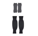 Set de 2 perechi de genunchiere termice pentru femei CHALA, bumbac, negru/gri, 45 x 15,5 cm / 29 x 13 cm