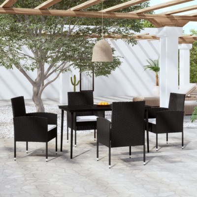 vidaXL Set de servit masa pentru grădină, 5 piese, negru foto