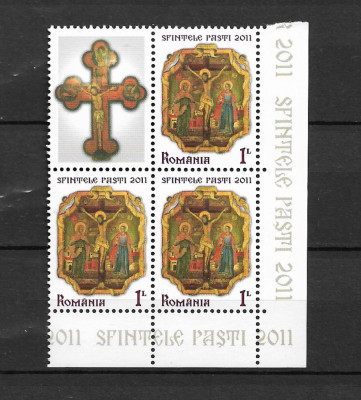 ROMANIA 2011 - SFINTELE PASTI, 3 VALORI CU VINIETA (1), MNH - LP 1893 foto