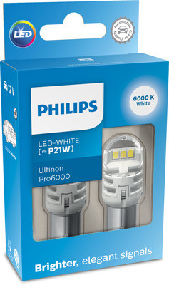 SET 2 BECURI AUXILIARE CU LED 12V P21W Ultinon Pro6000SI WHITE PHILIPS 40916 foto