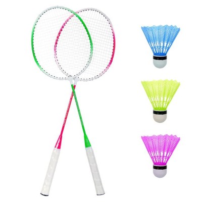 Set 2 Rachete de badminton pentru copii, frumos colorate cu 3 fluturasi foto