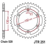 Pinion spate 48 dinti pas lant 520 - Yamaha YZ 125 (99-18) - WR 250 F - YZ 250 - YZ 250 F (99-18) - WR - YZ 400-426-450