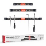 Set 3 suporturi magnetice pentru scule AMiO, bare magnetice de perete 20 cm, 30,5 cm si 46 cm, pentru atelier, garaj, bucatarie si birou