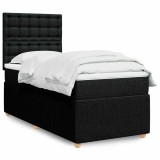 VidaXL Pat box spring cu saltea, negru, 100x200 cm, textil