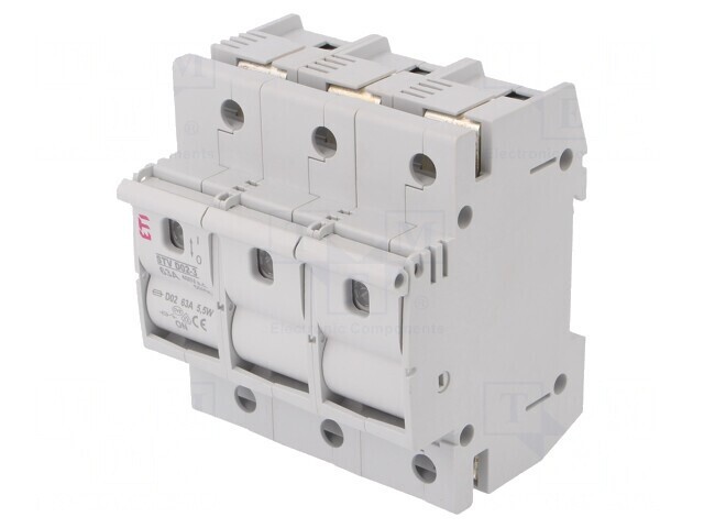 Separator cu Fuzibil D02 63A 400VAC 3 Poli pentru Șină DIN