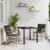 VidaXL Set de masă pentru grădină 3 pcs Gri deschis Rattan poli