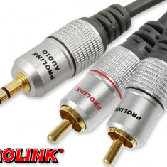 Cablu Jack 3.5 mm mufa tata - tata RCA mufa x2 10m negru PROLINK TCV3420-10.0