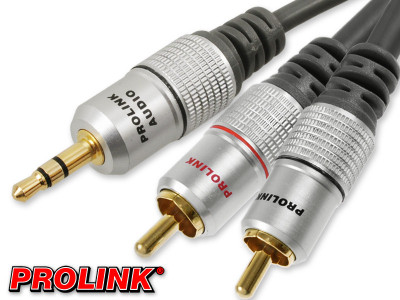 Cablu Jack 3.5 mm mufa tata - tata RCA mufa x2 3m negru PROLINK TCV3420-3.0 foto