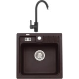Pachet chiuveta bucatarie algranit Alveus Niagara 20 + Baterie Nela, material compozit, 465x465x180 mm, Negru