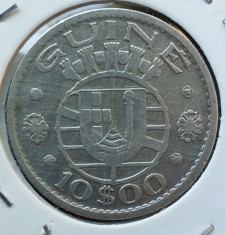 (A417) MONEDA DIN ARGINT GUINEEA PORTUGHEZA - 10 ESCUDOS 1952 foto