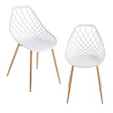 Scaune design FeliciaW set 2 buc plastic/metal alb [en.casa] HausGarden Leisure