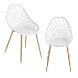 Scaune design FeliciaW set 2 buc plastic/metal alb [en.casa] HausGarden Leisure, [en.casa]