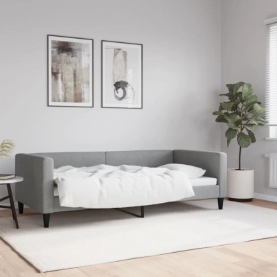 vidaXL Cadru de pat, gri deschis, 90x190 cm, material textil foto