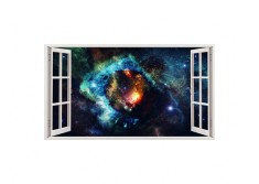 Autocolant decorativ, Fereastra, Planete, Multicolor, 83 cm, 135ST foto