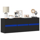 VidaXL Dulap TV de perete cu lumini LED negru 130x31x45 cm