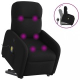VidaXL Fotoliu rabatabil de masaj, cu ridicare, negru, material textil