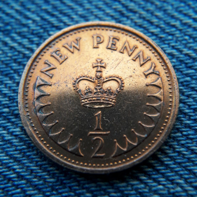 2n - 1/2 New Penny 1976 Anglia Marea Britanie foto