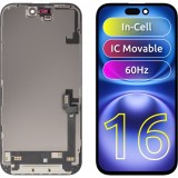 Cumpara ieftin Display cu Touchscreen JK pentru Apple iPhone 16, cu Rama, Versiune LCD In-Cell IC Movable, Negru