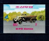 DPR Korea 1985 - Mașini de epoca, Mercedes Benz, colita nedantelata neuzata