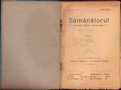 1011SPN Sămănătorul, colegat de 48 numere din anul 1905 foto
