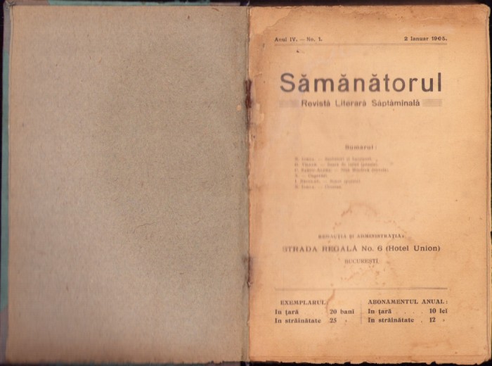 1011SPN Sămănătorul, colegat de 48 numere din anul 1905