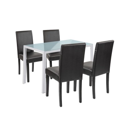 Set de masă Mira 4+1 alb-negru foto