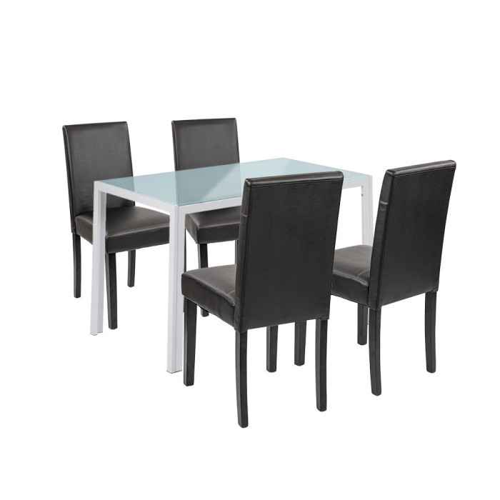 Set de masă Mira 4+1 alb-negru