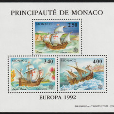 Monaco 1992-Europa CEPT,bloc 3 valori,dantelate,MNH,Mi.2070-2072