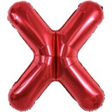 Balon folie metalizata litera x, flippy, 40 cm, umflati cu heliu sau aer, ambalaj individual, pai inclus, rosu