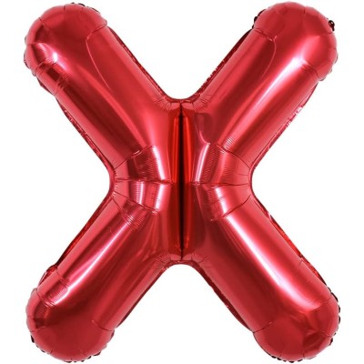 Balon folie metalizata litera x, flippy, 40 cm, umflati cu heliu sau aer, ambalaj individual, pai inclus, rosu foto
