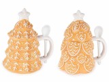 Cumpara ieftin Set 2 cani Craciun ceramica alba maro &Oslash; 11 cm x 17.5 H, 400 ml