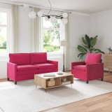 vidaXL Set de canapea 2 pcs Roșu Vin Catifea 3417071