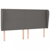 Cumpara ieftin Tablie de pat cu aripioare gri 203x23x118/128 cm piele eco