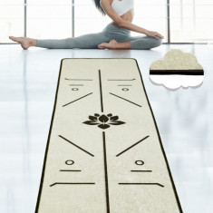 Saltea fitness/yoga/pilates Bikram, Chilai, 60x200 cm, poliester, alb