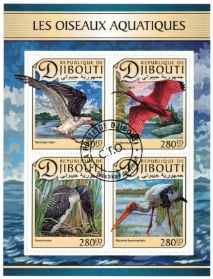 DJIBOUTI 2017 - Pasari de apa / set complet - colita + bloc foto