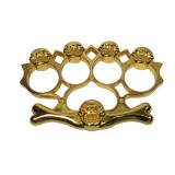 Cumpara ieftin Rozeta Box Craniu Auriu, Otel, Autoaparare, 12cm, 163g, Ideallstore - Pumnal cu design craniu, box metalic