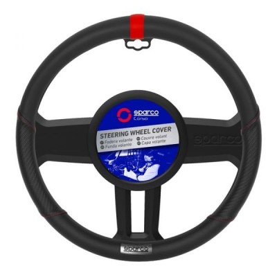 Capacul Volanului Universal Cauciuc Eco Piele Negru Rosu foto