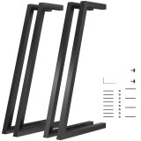 HOMCOM Set de 4 picioare pătrate industriale pentru masă pentru mobilă cu picioare reglabile 43x3x72 cm Negru | Aosom Romania