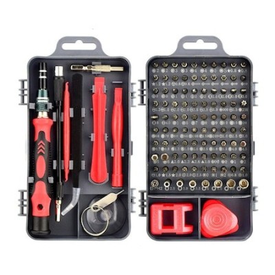 Set surubelnite multifunctionale de precizie, 115 piese, magnetice, - Rosu Negru foto