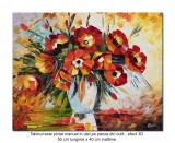 Cumpara ieftin Tablou pictat manual, Vaza cu maci, stilizat - 50x40cm ulei pe panza in cutit efect 3D