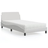 VidaXL Pat cu saltea, Dover, alb, 100x200 cm, piele ecologică 3208358