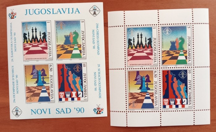 YUGOSLAVIA -1990-&#039;&#039;-OLIMPIADA -de SAH NOVI-SAD-2COLITE&quot;DANT&amp; NEDANT.MNH nestamp.