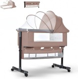 Cumpara ieftin Patut Co-Sleeper Multifunctional 3 in 1, Inaltime Reglabila, Functie Anti-Reflux, Pliabil, Roti cu Blocare, Cos Depozitare si Plasa Anti-Tantari, 0-12
