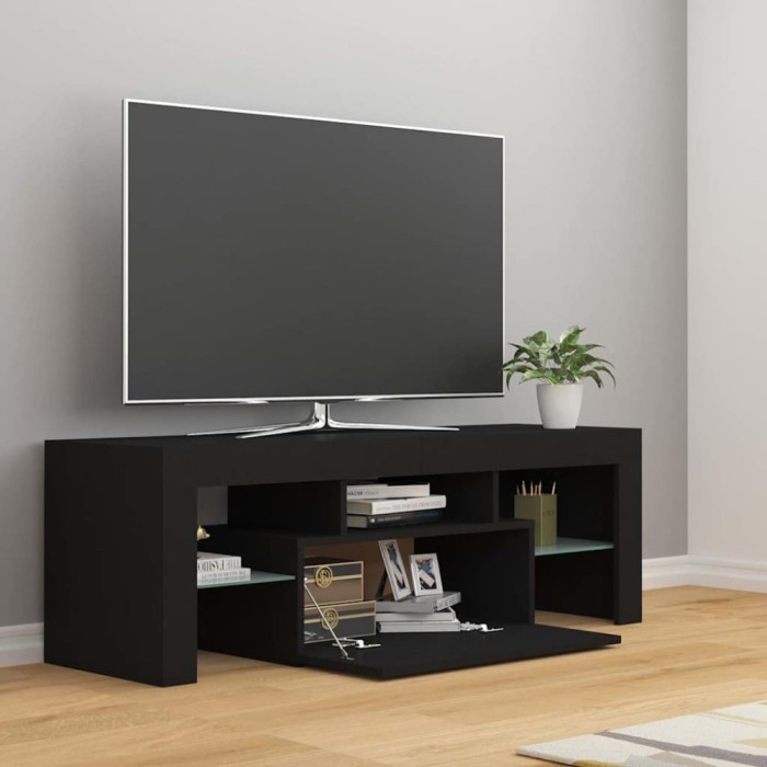 vidaXL Comodă TV cu lumini LED, negru, 120x35x40 cm