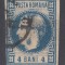ROMANIA 1868 LP 23 REGELE CAROL I CU FAVORITI 4 BANI ALBASTRU STAMPILAT
